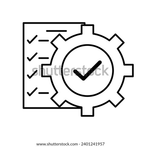 automation or implement icon with thin line gear. concept of assessment efficacy control and automate productive symbol. outline trend ai asset or kpi