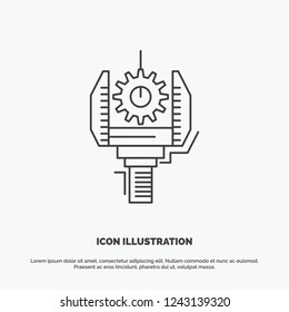 Automation, industry, machine, production, robotics Icon. Line vector gray symbol for UI and UX, website or mobile application