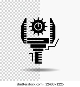 Automation, industry, machine, production, robotics Glyph Icon on Transparent Background. Black Icon