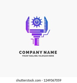 Automation, industry, machine, production, robotics Purple Business Logo Template. Place for Tagline.