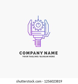 Automation, industry, machine, production, robotics Purple Business Logo Template. Place for Tagline