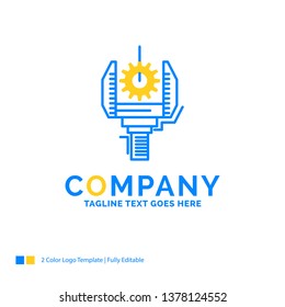 Automation, industry, machine, production, robotics Blue Yellow Business Logo template. Creative Design Template Place for Tagline.