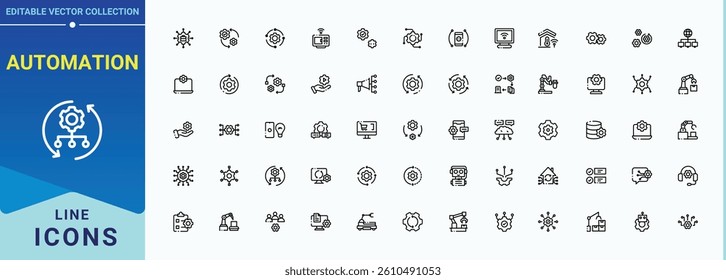 Automation line icon. Contains related to technology, ai, optimization, tech, engineering, engineer, development and more. Trendy minimal icons. Innovation icon. Vector illustration. Pixel perfect.