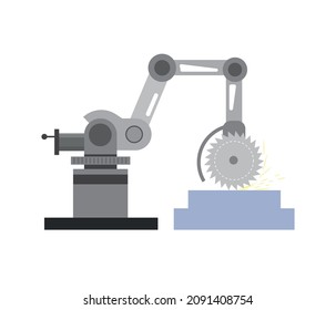 Automation Line Icon. Robotic technology concept, Robotic hand sign on white background.