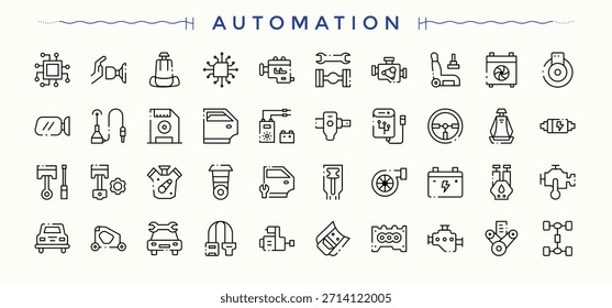Automation linear icon collection. Minimalist vector collections. Innovation related icon set. Contains related to technology, engineering, development, ai, process, engineer and more.