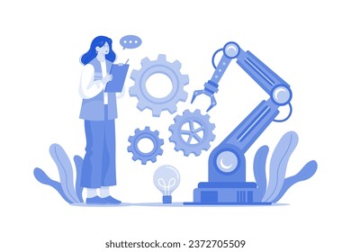 Concepto de automatización de la ilustración en fondo blanco