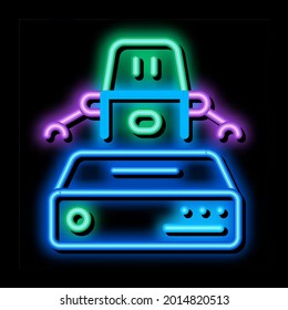 automation machine learning neon light sign vector. Glowing bright icon automation machine learning sign. transparent symbol illustration