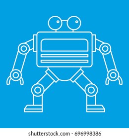 Automation machine robot icon blue outline style isolated vector illustration. Thin line sign