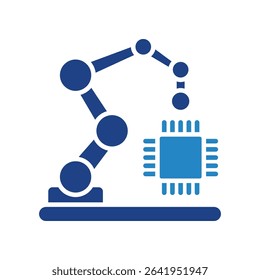 Automation mini illustration dual tone blue color icon, use for machine learning, education, technology industry, UI, UX kit, app and web development, digital or print.
