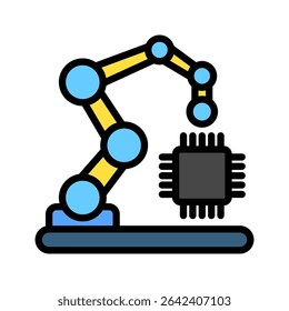 Automation mini illustration outline color icon, use for machine learning, education, technology industry, UI, UX kit, app and web development, digital or print.