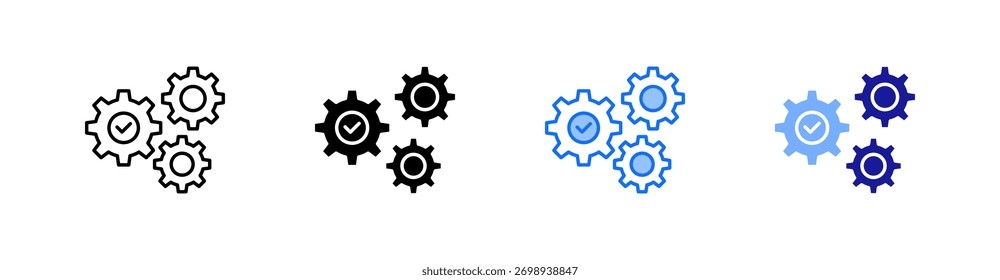 Automation Multiple Style Icon Set Vector