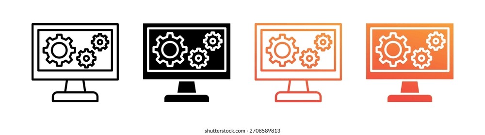 Vector de conjunto de iconos de estilo múltiple de automatización