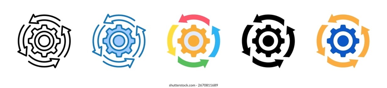 La automatización de múltiples iconos de estilo establece la Ilustración vectorial de diseño.