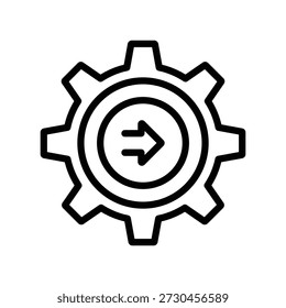 Automation Next Step Gear Outline Icon Minimal Line Vector