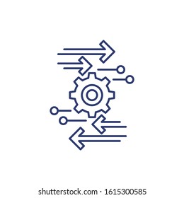 automation and optimization line icon on white