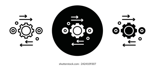 Automation and optimization outline icon collection or set. Automation and optimization Thin vector line art