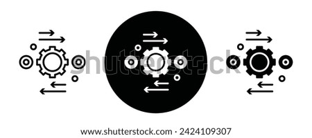 Automation and optimization outline icon collection or set. Automation and optimization Thin vector line art