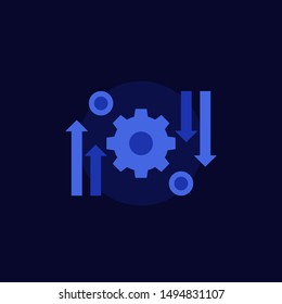 automation and optimization process, vector icon on dark