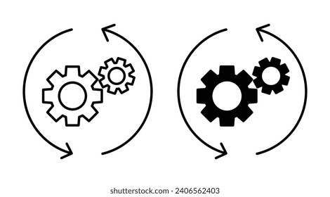 Automation and optimization vector illustration set. Operation process optimize sign. Effective production system technology vector icon in suitable for apps and websites UI designs.