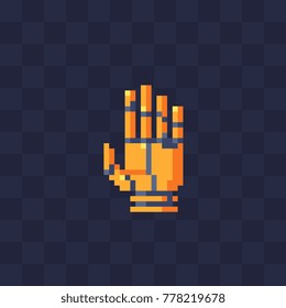 Automation. Pixel art android arm. ?ursor icon. 8-bit sprite. Game assets. Isolated abstract vector illustration.