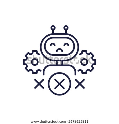 automation problems line icon, ai agent errors