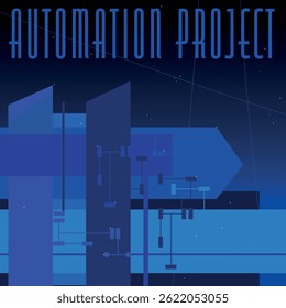 Automation project, deep blue cover. Vector design