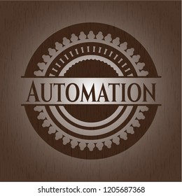 Automation retro style wooden emblem