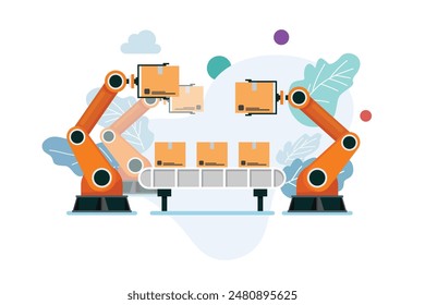 Automation robot arm machine. smart factory industrial. vector illustration
