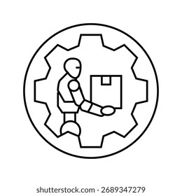 Robot de automatización Vector de icono de línea de aprendizaje profundo. Robot de automatización Signo de aprendizaje profundo. Contorno aislado Ilustración negra