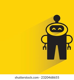 robot de automatización con sombra sobre fondo amarillo