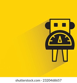 automation robot with shadow on yellow background