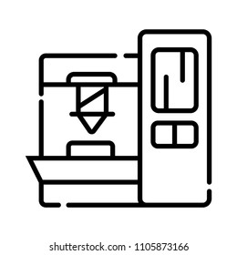 automation, robotic arm in production line symbol