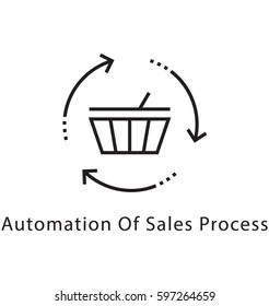 Automation Of Sales Process Vector Line Icon 