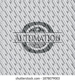 Insignia de plata de automatización. Patrón de escalas. Ilustración vectorial. Detallado. 