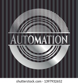 Automation silvery emblem or badge. Vector Illustration. Mosaic.