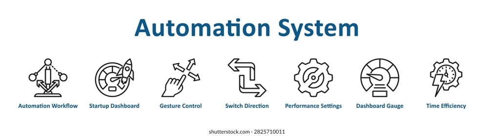 Automation System web icon banner with line art style
