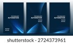 Automation Technology Poster Set, Futuristic Digital Wave Backgrounds