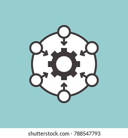 Automation technology process vector line icons