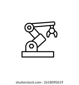 Ilustração da arte da linha do braço robótico da tecnologia da automação no fundo branco