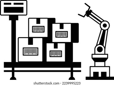 Automation of tedious and manual tasks concept, Human assist Robotic Arm vector icon design, Warehouse automation symbol, Industrial revolution sign, Shipping and Logistics stock illustration 