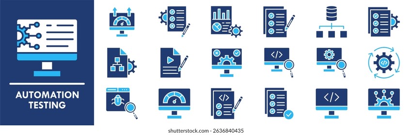 Automation Testing icon collection set. Containing design automation, technology, development, software