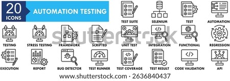 Automation Testing icon collection set. Containing design automation, technology, development, software