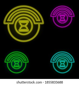 automation time neon color set icon. Simple thin line, outline vector of automation icons for ui and ux, website or mobile application