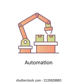 Automation vector Filled Outline Icon Design illustration. Logistics And Supply Chain Management Symbol on White background EPS 10 File