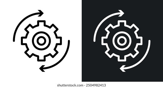 Automation vector icon set black and white filled and outlined style.