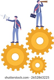 Automatisierung von work.people arbeiten mit Zahnrädern von machine.flat Zeichen.


