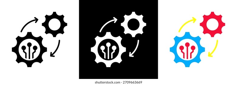 Ilustração do vetor de Glifos do Conjunto de Ícones de Automação