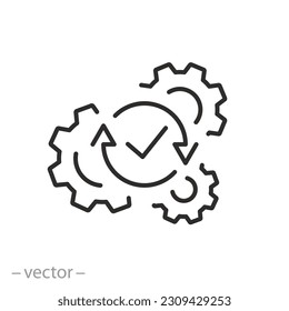 automatism icon, process automatic mode, switch self, thin line symbol - editable stroke vector illustration