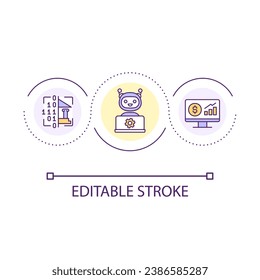 Automatization of bank operations loop concept icon. AI in financial management. Cyber security abstract idea thin line illustration. Isolated outline drawing. Editable stroke. Arial font used