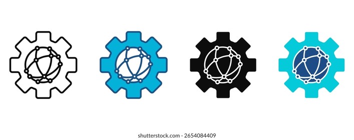 Automaton Icon Set With Multiple Styles. Vector Illustration